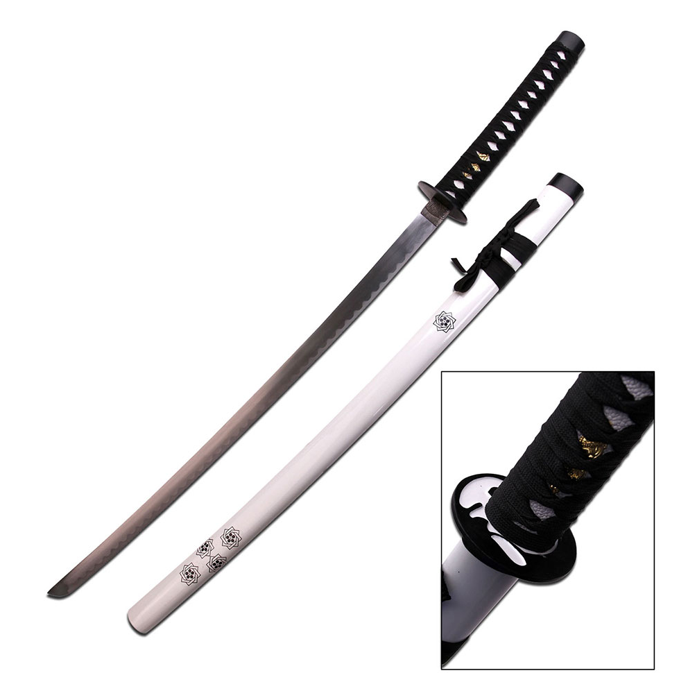 Carbon Steel Samurai Sword w/ White Scabbard