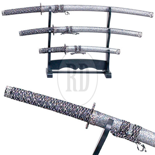 Silver 3pc Samurai Sword Set