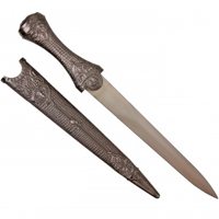 silver medieval dagger w metal scabbard 4 - Silver Medieval Dagger w/ Metal Scabbard