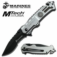 us marines licensed spring assisted silver folding knife 5 - Licensed Marines Spring Assisted Silver Folding Knife