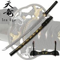 yhst 91791456840515 2270 14192887 - Ten Ryu Leaf Tsuba Samurai Sword